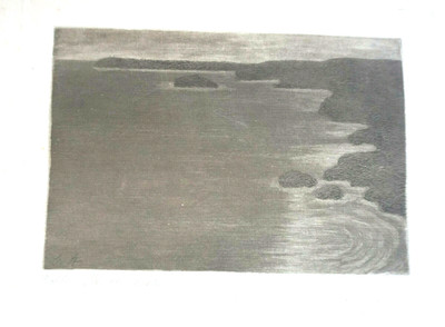 Radierung Meer Belle Ile en mer wohl Frankreich signiert (0421-177)