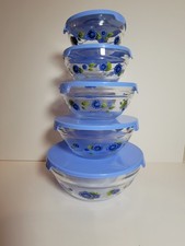 RARE Vintage Blue Flower Dute Nesting Bowl Se...