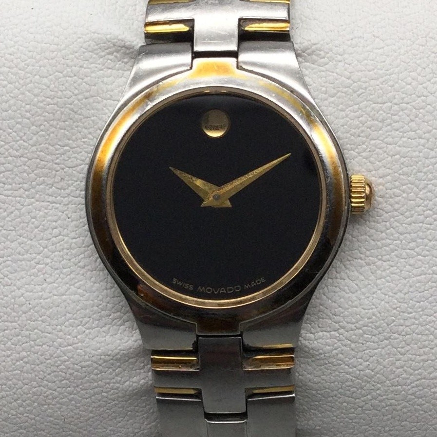 Movado Museum Women Watch 24mm Black Two Tone 84E4 1844 New