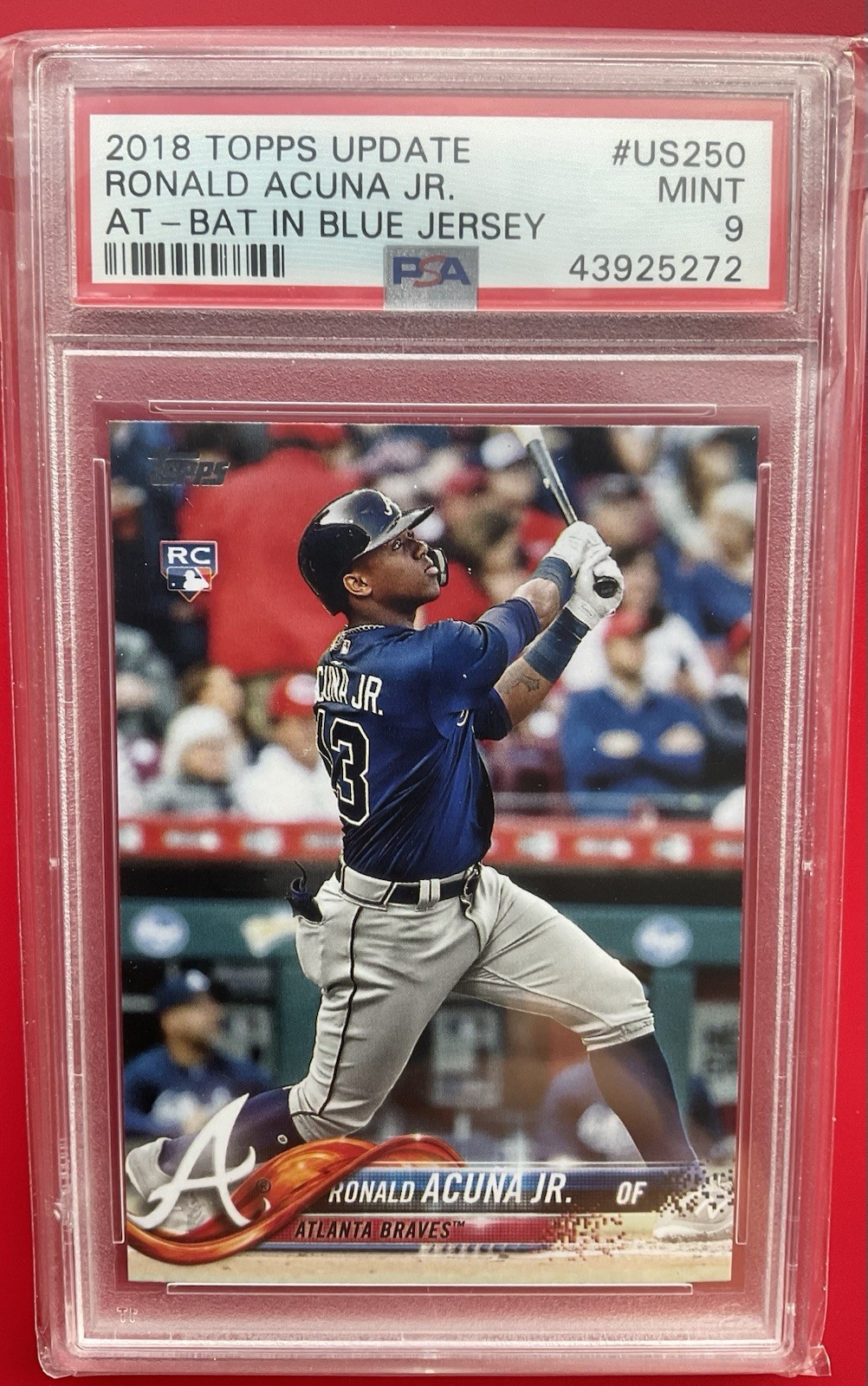 2018 Topps Update #US250 Ronald Acuna Jr RC Rookie PSA 9 Braves view 1