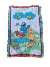 Rare Vintage Sesame Street Blanket Crib Nursery Big Bird Elmo Cookie Monster