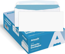 500 10 Security White Envelopes - GUMMED Seal, Windowless Design, Premium Securi