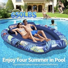 2026 Luxury 2 Person Inflatable Tanning Pool Lounger Float, 90 x 67 Inch