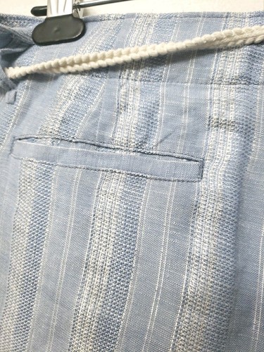 Tommy Bahama Size 6 Linen Blend Wide Leg Cropped Pants Blue With Silver Thread - Picture 10 of 11