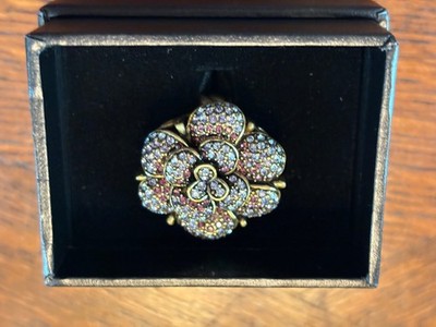 Heidi Daus Petal Profusion Flower Rose Purple Violet Crystal Ring Sz 9.5/10