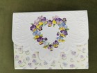 10 Carol Wilson Fine Arts Embossed Blank Sheets+Envelopes: Pansy Heart Wreath — photo 4