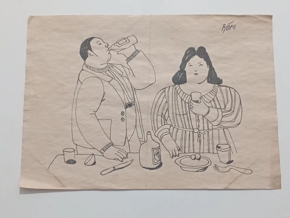 Fernando Botero Dibujo sobre papel (Hecho a mano) firmado y estampado en medios mixtos. Foto 2 de 4