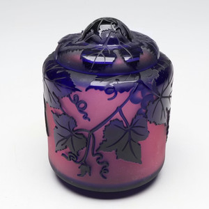 Kelsey Murphy Cameo Cranberry Amethyst Glass Jar 1997/1998 933042 Signed