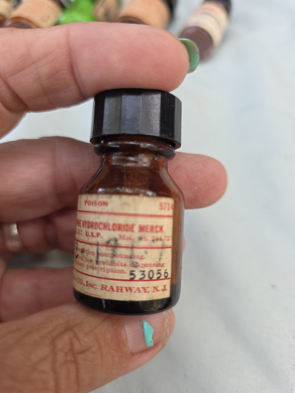 Merck & Co. glass bottle pilocarpine hydrochloride Vintage Set Of 2