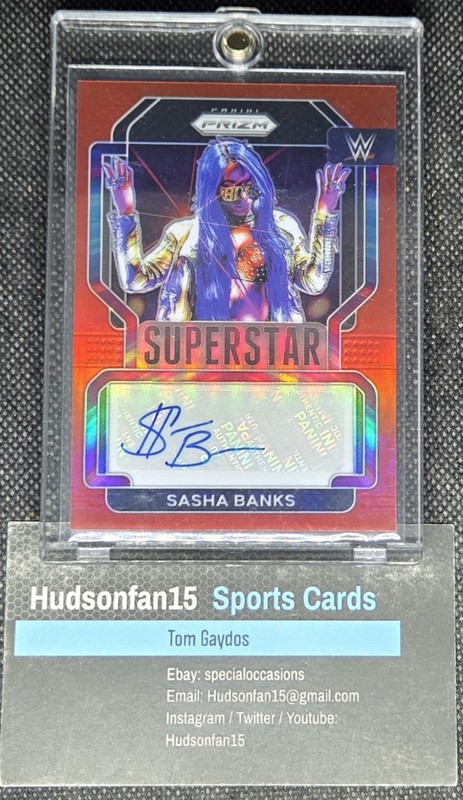 Sasha Banks 2022 Panini Prizm WWE Superstar Autographs #SA-SBK Red Prizm 38/99 