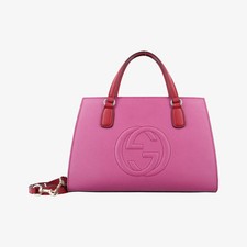 Gucci Soho Leather Shoulder Bag 21cm x 32cm x 10cm Red Pink Leather Used