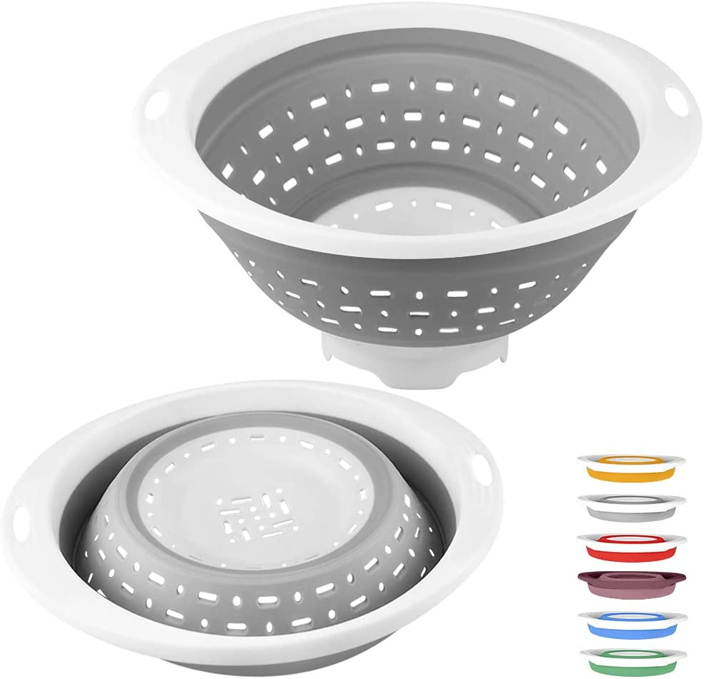 Qimh Collapsible Colander and Strainer, 5 Quart(1.25 Gal), Heavey Duty Kitchen D