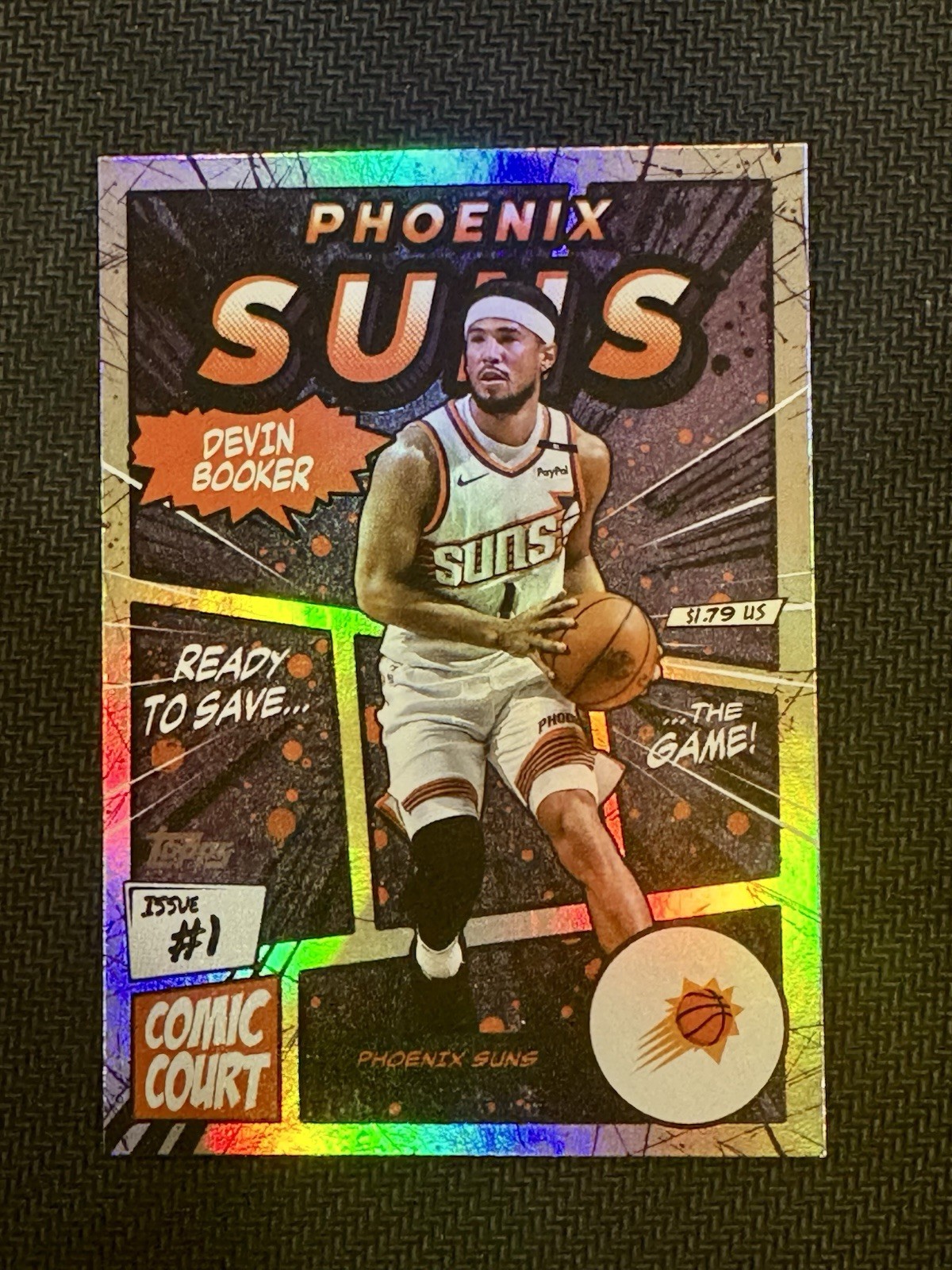 2025 Topps Flagship CC-14 Devin Booker Comic Court Case Hit Suns