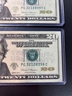 2 Twenty Dollar Bills with Sequential Serial Numbers PG32128397C & 98C sb2-26 — photo 9