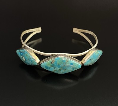 Jay King DTR Mine Finds Sterling Silver Diamond Shape Turquoise Cuff Bracelet