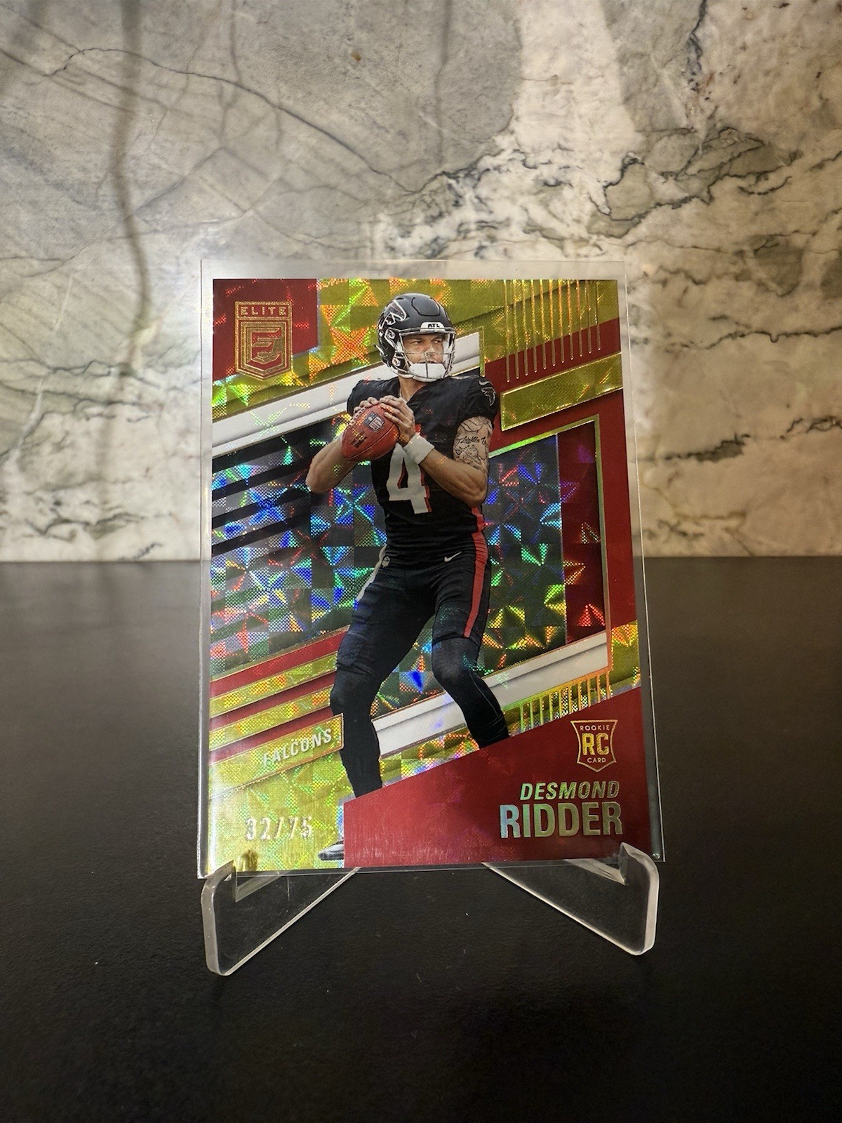 2022 Panini Donruss Elite - Rookies Desmond Ridder #105 Yellow 32/75 (RC)