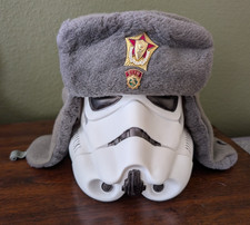 Vintage Russian Soviet Military Army Winter Hat Cap Sz 58 USSR Ushanka Gray