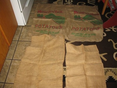 Burlap Sack Lot Mountain View Potatos & unbranded 4 items USA Vtg