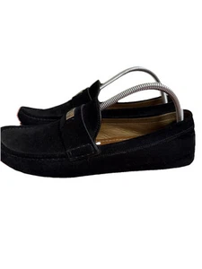 Chaussures de conduite homme Gucci en daim noir à enfiler avec plaque logo argenté pointure 8,5