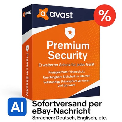 Avast Premium Security 2025/2026 - 1 PC 1 Jahr - Key Sofortversand per Email 