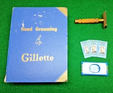 VTG Gillette Open Comb Safety Razor Set – Made in Canada, 1930s w/ Case & Blades