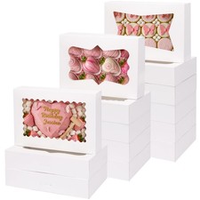 Moretoes 48pcs Bakery Boxes with 3 Style Window, 12x8x2.5 Inches Auto-Popup Cook