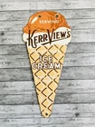 VINTAGE KERR VIEW'S ICE CREAM 12x5.5"  PORCELAIN GASOLINE OIL SODA POP GAS SIGN