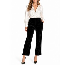 Dolce & Gabbana Black Velvet Dress Pants Size 14 50 Quiet Luxury Coquette Noir
