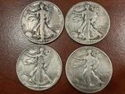 Lot of 4 - Walking Liberty 90% Silver Half Dollars - 1939D, 1941, 1942 & 1943