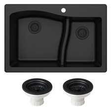 Kraus KGD-442-PST1 Quarza 33" Undermount Double Basin Granite