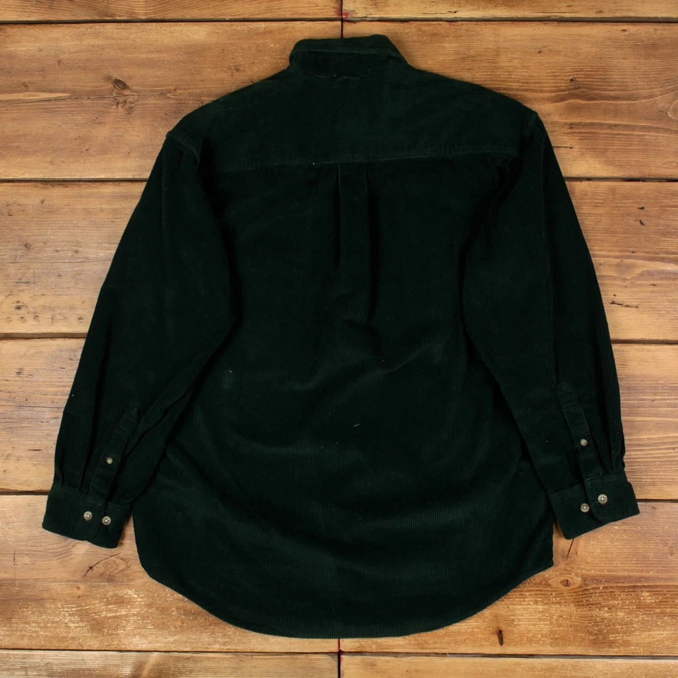 Camisa informal Timberland vintage botón cordón M para hombre manga larga verde lisa Foto 2 de 4