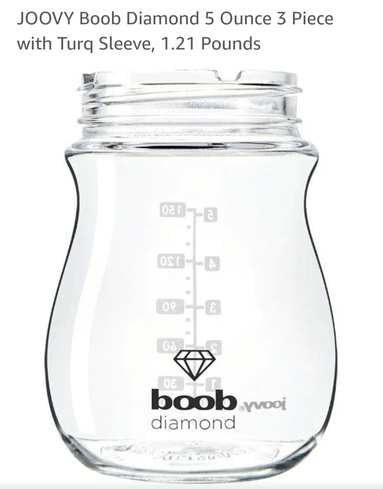 3 NEW Joovy CleanFlow Boob Diamond Glass Baby Bottles 5oz With Pink Sleeve 2170 - Image 3 of 3