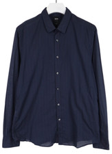 HUGO BOSS Ronni Slim Fit Shirt Men's XL Patterned Blue Long Sleeve Button Up