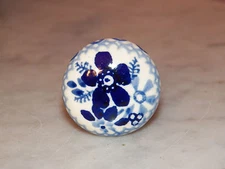 Polish Pottery 1.5" Diameter Drawer Pull! UNIKAT Signature Rembrandt in Blue!