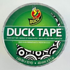 Black Graphic Circles Duct Tape Roll 1.88" x 10 yd RARE DISCONTINUED duck brand