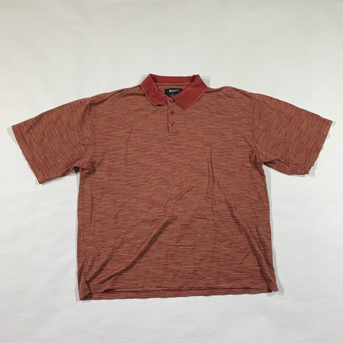 Mens XL Polo Shirt Red Short Sleeve Mercerized Cotton Stripe Circles Dots Light