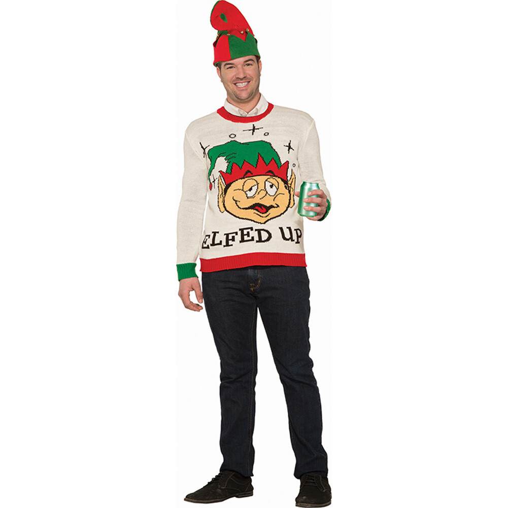 Ugly Christmas Sweater Elfed Up Drunk Elf Naughty Adult Holiday Plus Size  XXL | eBay