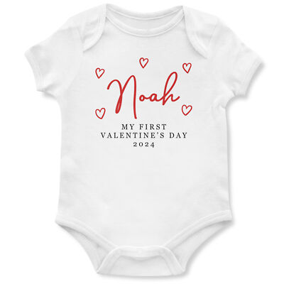 Personalisierter Strampler Mein erster Valentinstag Baby 1. Liebe Herzen Babys Junge...