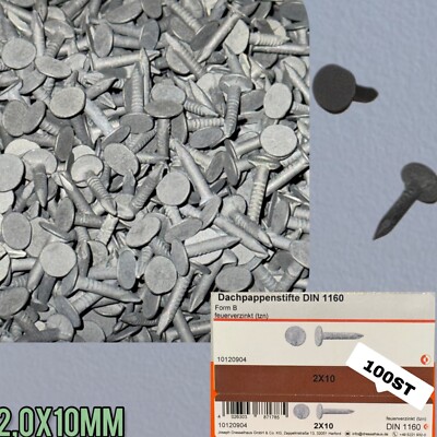 100 Dachpappnägel Dachpappstifte Pappnägel Breitkopfnägel Feuerverzinkt 2,0x10mm