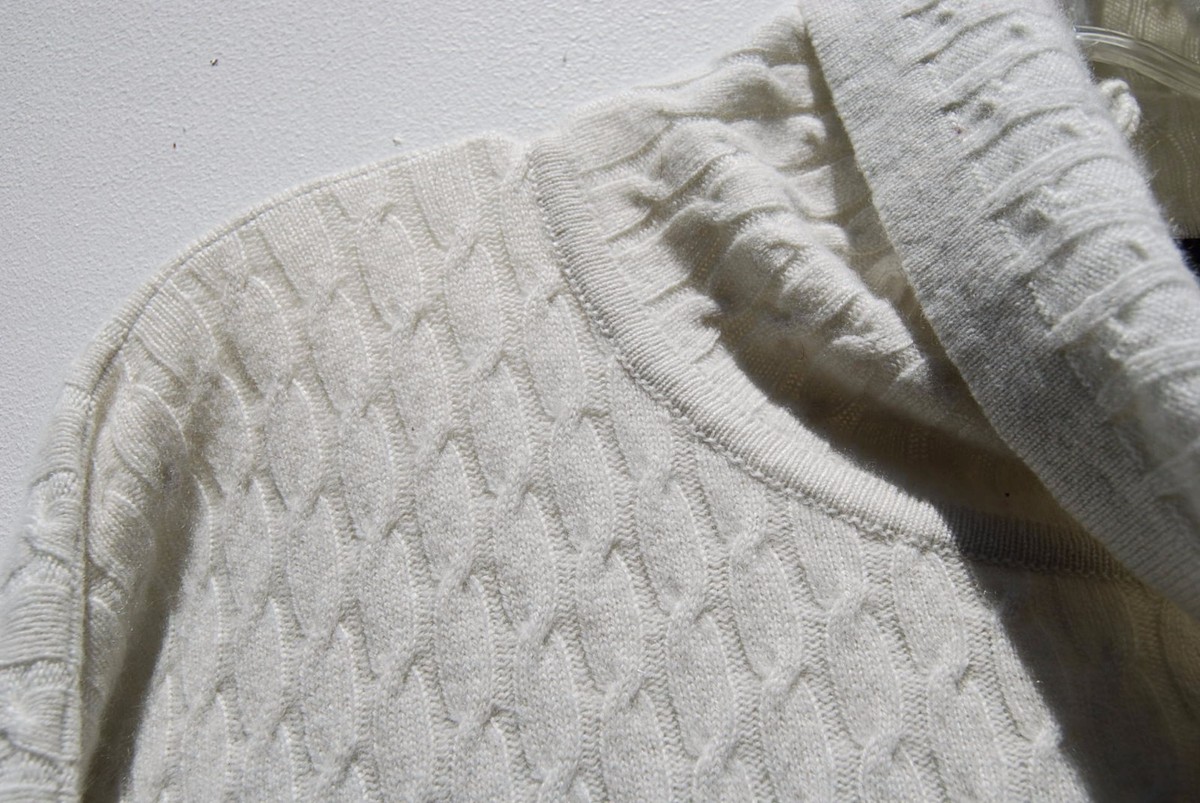 SALE! Eskandar GRAYISH BONE Cashmere Cable Knit Cowl Neck Sweater O/S View 4