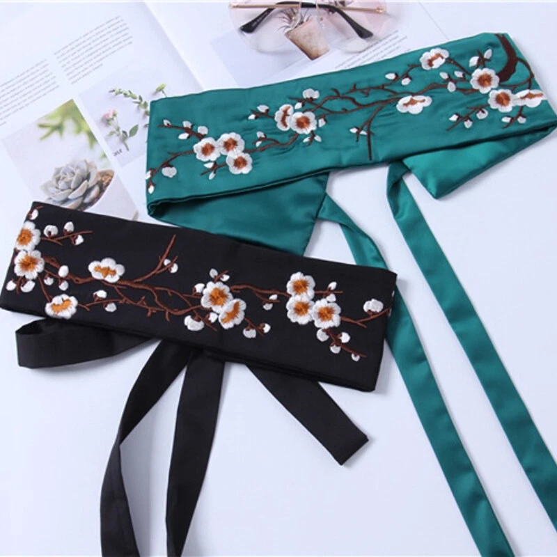 Women Wide Belt Waistband Ethnic Corset Japanese Yukata Embroidery Floral - Image 2 of 4