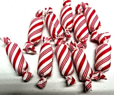 Primitive Bowl Filler/ Ornies/ Candy Kisses/10 Pieces/Red-White Striped