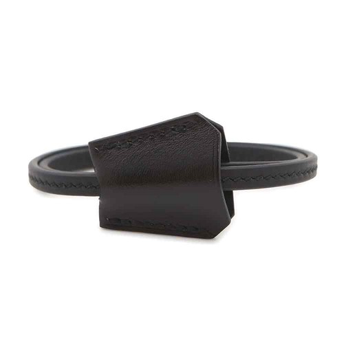 HERMES Clochette Bracelet Size T3 Box Calf Leather Black