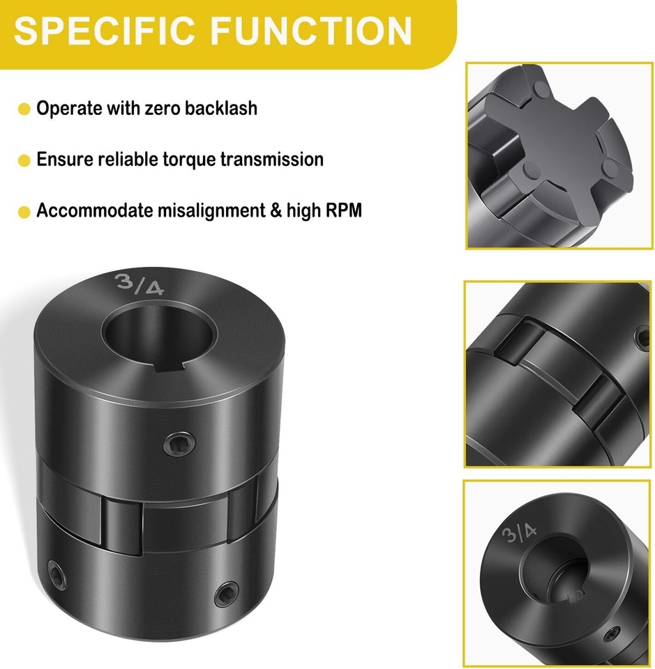 Lovejoy Coupling Lovejoy Coupler For Log Splitter L075 1/4 X 3/8 Flexible 3-PC L-Jaw Coupling Set With URETHANE Rubber Spiders Bulk - Foto 8