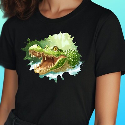 Frauen T-Shirt Krokodil Motiv Baumwolle Größe S bis 3XL