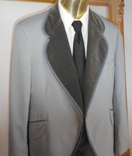 Boys 5 Vintage Grey Windsor Tux Coat Velvet Lapels Wool Gray Jacket