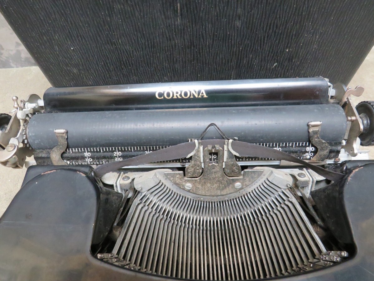 Vintage 1935 Corona Standard Portable Manual Typewriter Glass Keys
