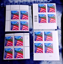 US 3448/3449/3469/3470 FLAG OVER FARM 2000/2001 DATES (4) PLATE# BLOCKS OF "4"!!