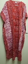 Kaftan Dress Red Beach Hippie Gown Women one Size Fits All Tunic Top