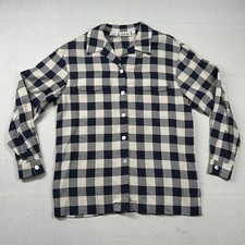 Vintage JHC Shirt Womens 8 Plaid Loop Collar Lagenlook Slouchy Pockets Lounge